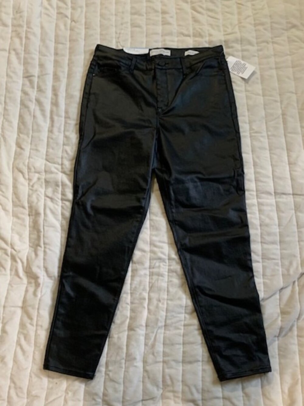 Women's New NWT By Sanctuary Sz 10 Black Faux Leather Ankle Skinny Pants Jeans
